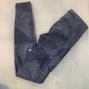 lululemon white stripes blue leggings